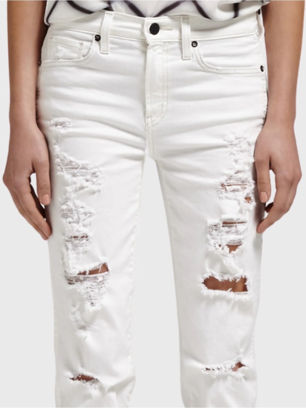 Genetic Los Angeles White Distressed Women's Jeans - Classic Ripped Denim